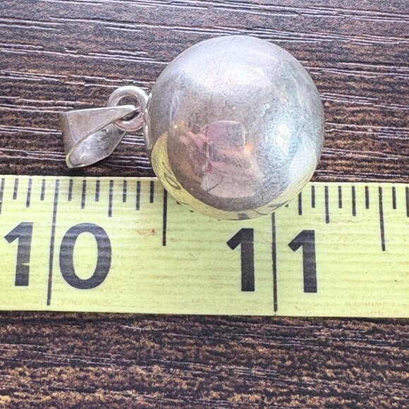 VTG Solid Sterling Silver 925 Ball Bead Sphere Pendant Size 0.75" Length - Picture 5 of 7